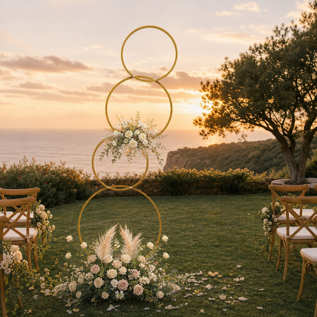 Photo Booth Frame - 4-Tier Gold Wedding Arch Stand 5.02ft
