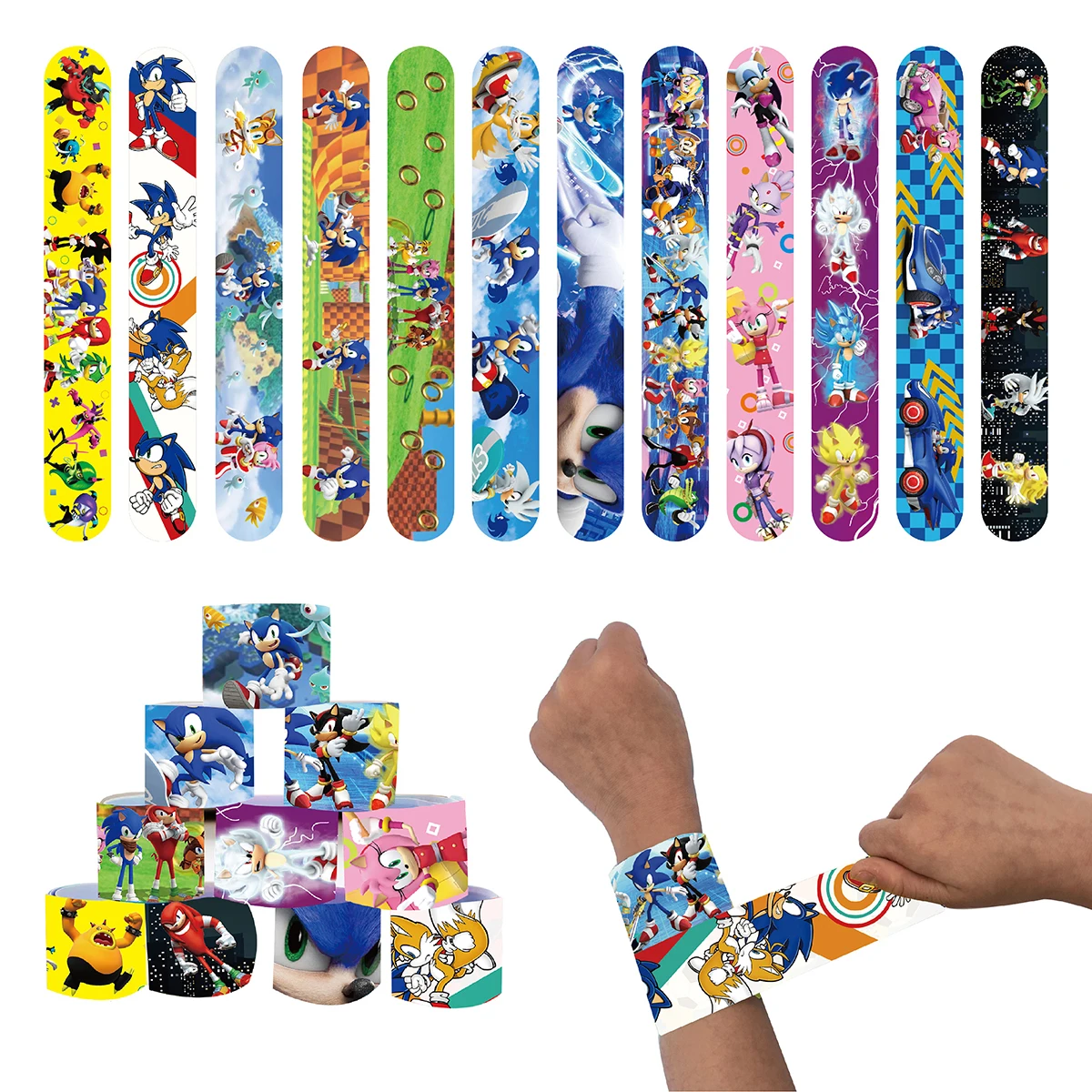Event Supplies - 12/24/36pcs Sonic Slap Bracelets Party Favor