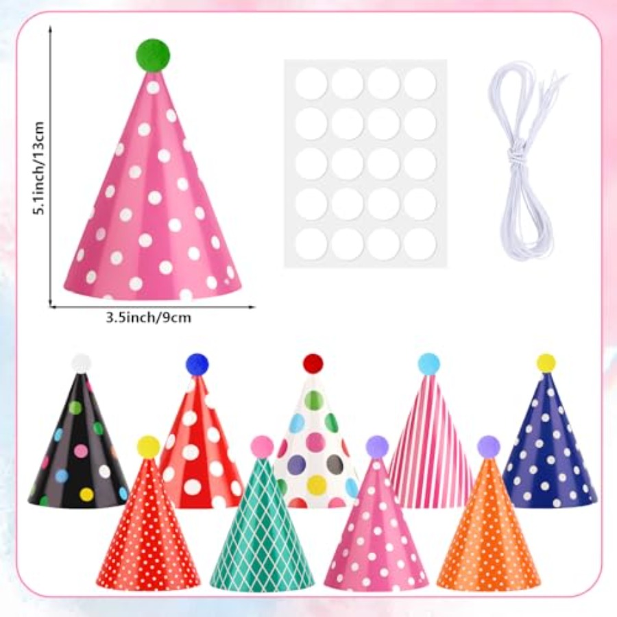 Party Hat Cone - 10 PCS Colorful Mini Party Hats