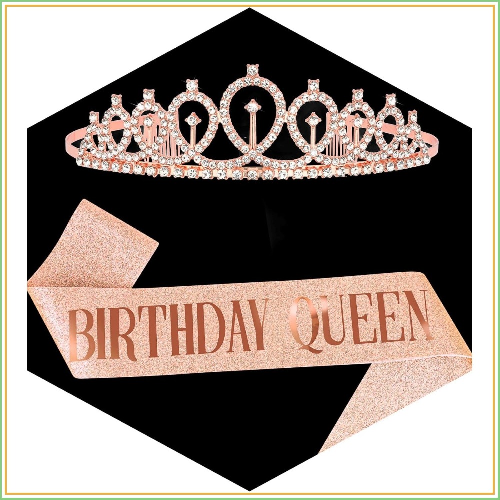 Birthday Sash Glitter - Rose Gold Birthday Queen Sash &