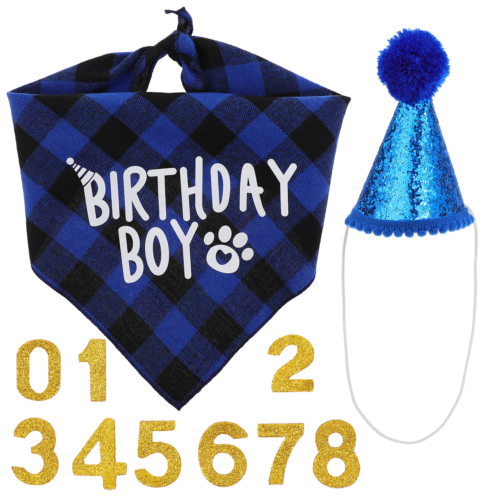 Party Hat Cone - 1Set Dog Birthday Bandana Set with