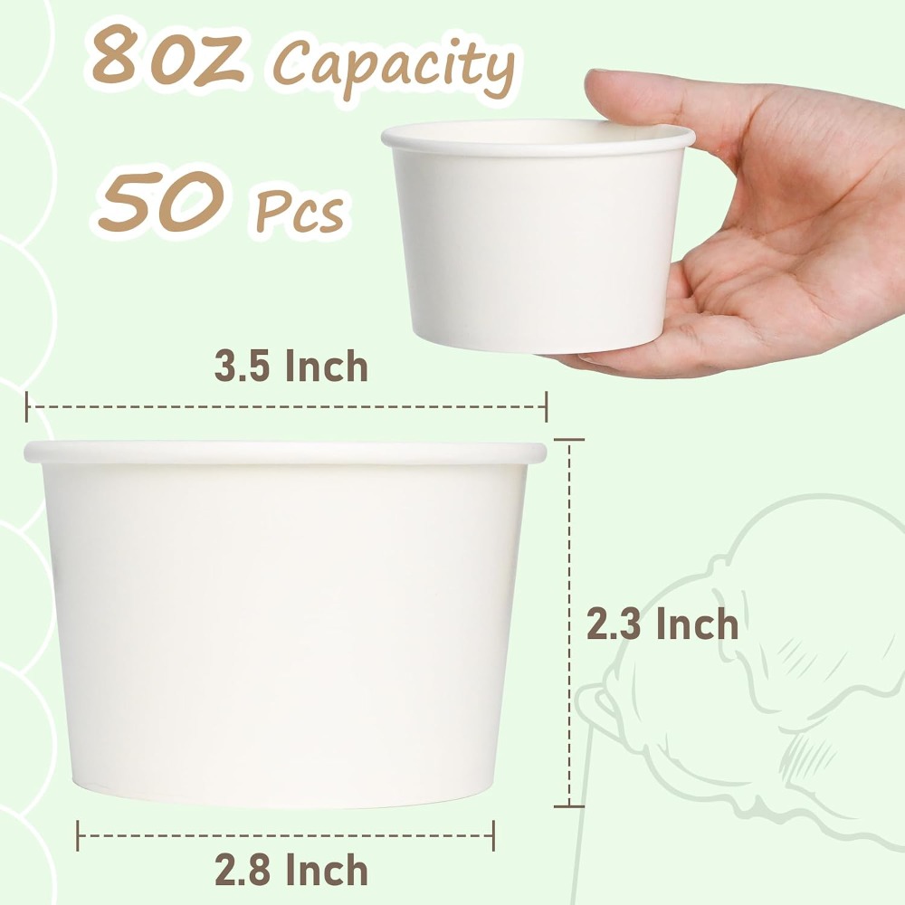 50pcs 8oz Paper Ice Cream Cups – обзор и цена Plastic Cup 50Pcs