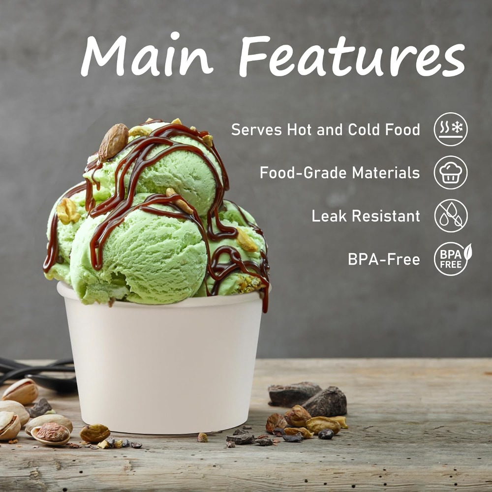 50pcs 8oz Paper Ice Cream Cups – обзор и цена Plastic Cup 50Pcs