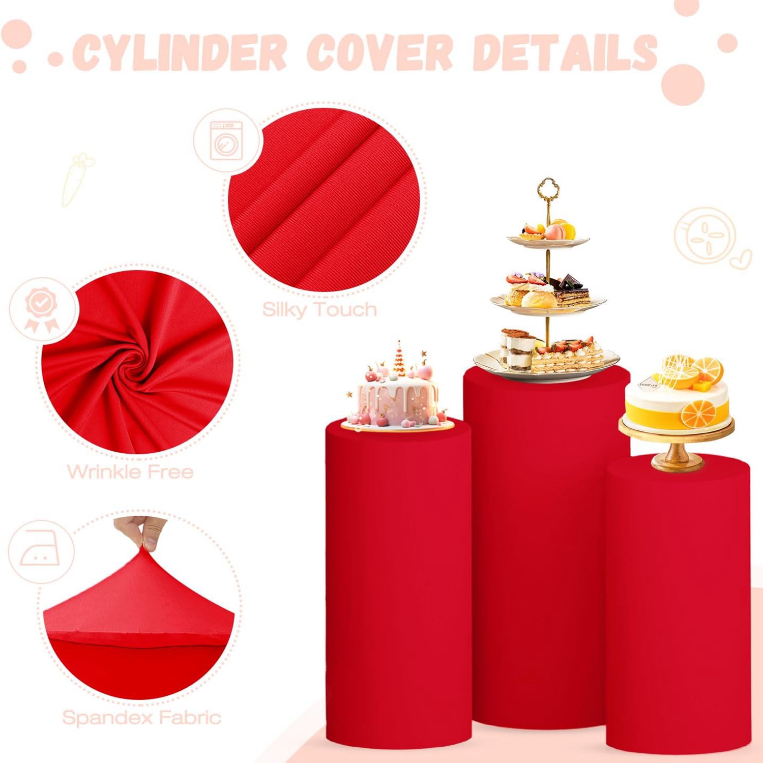 Yeele Red Cylinder Stand Cover – обзор и цена Dessert Table Backdrop