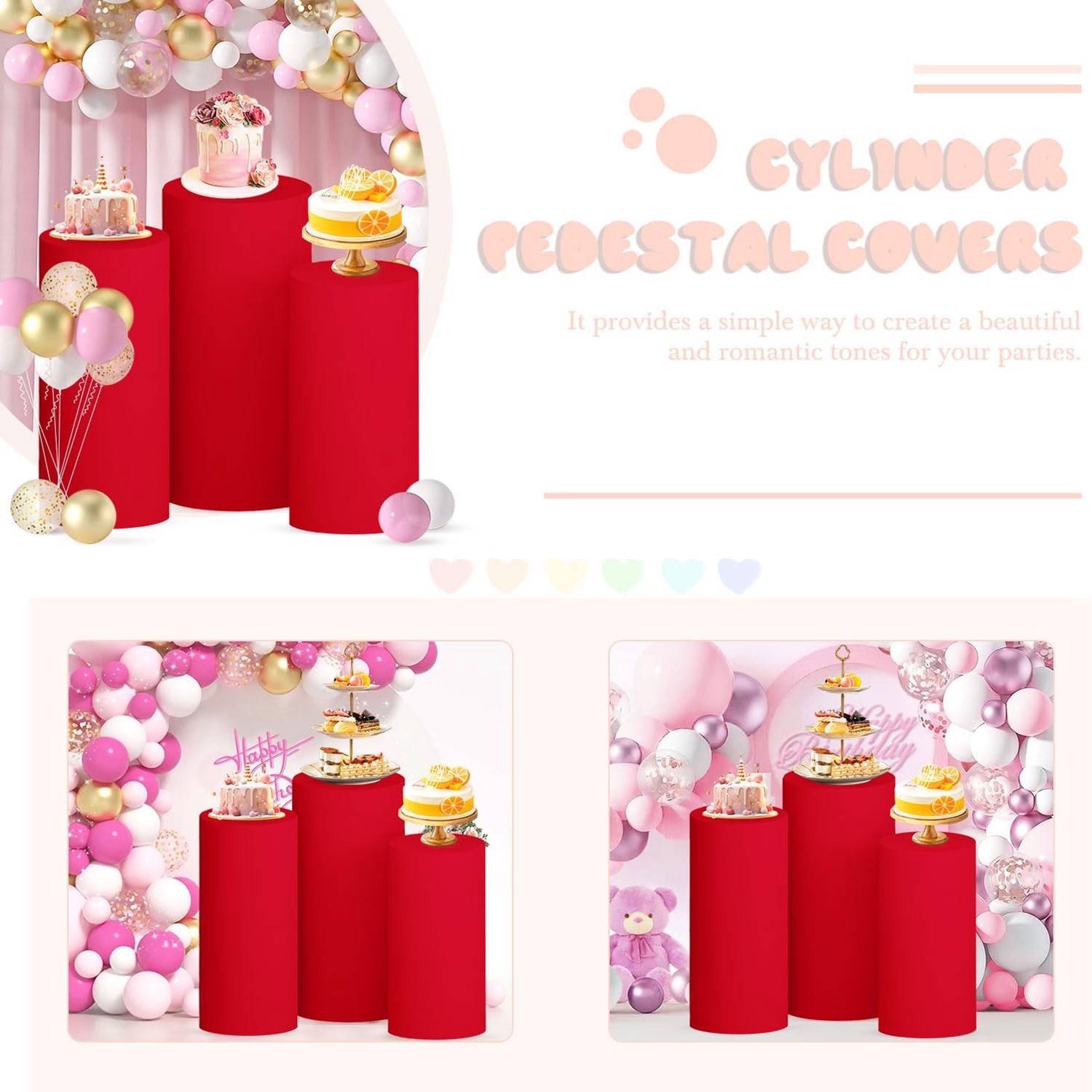 Yeele Red Cylinder Stand Cover – обзор и цена Dessert Table Backdrop