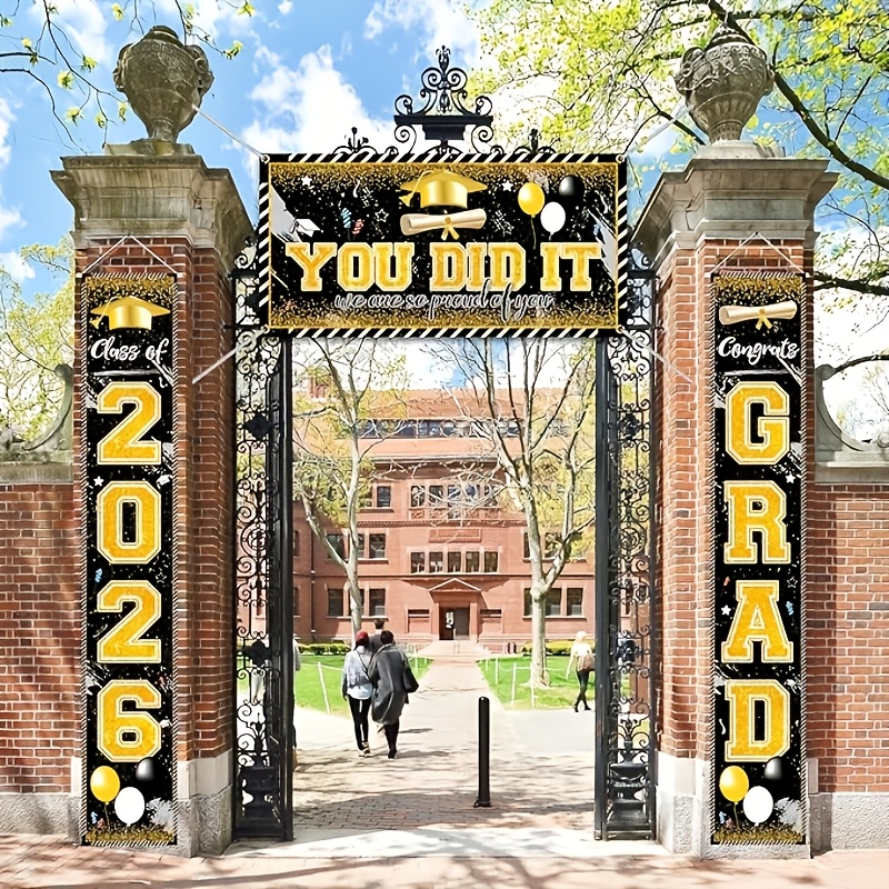 2D 3Pcs 2026 Graduation Banner – обзор и цена Party Banner Gold