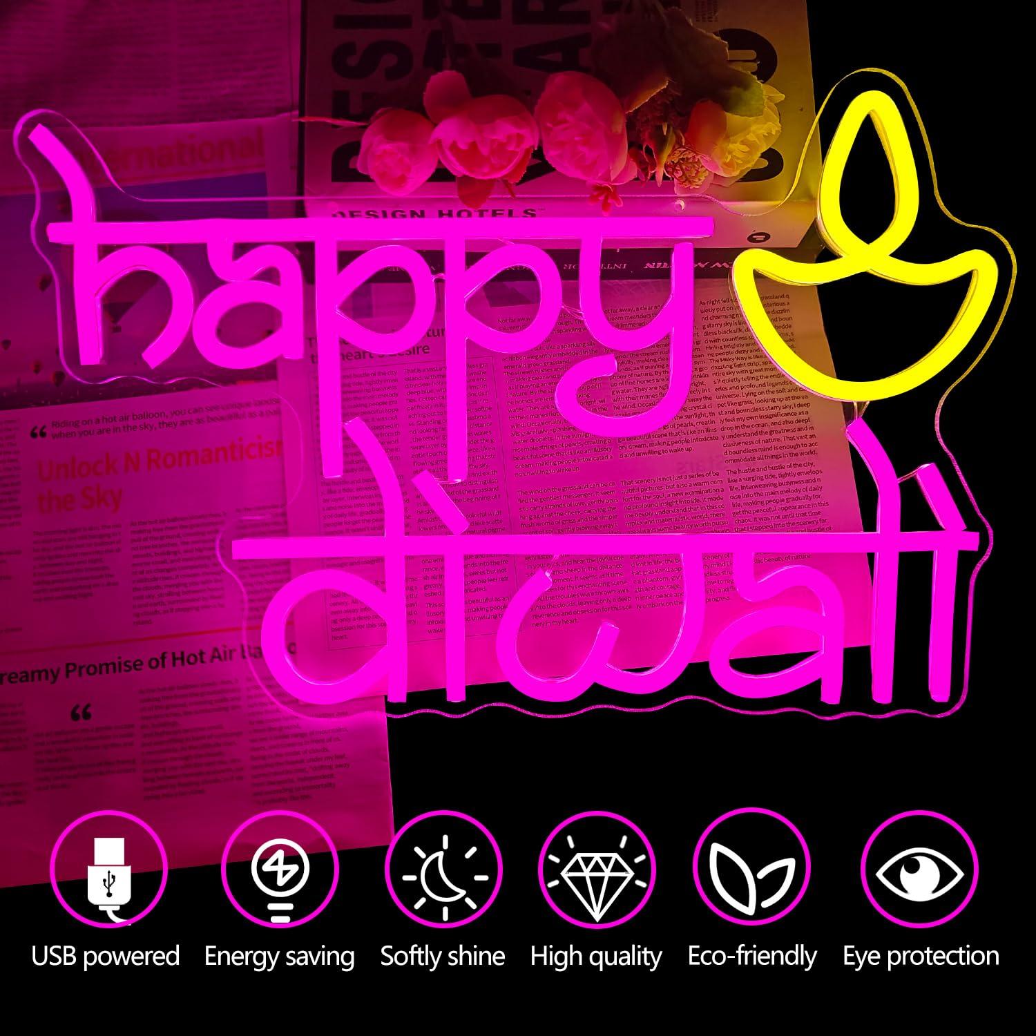 Happy Diwali Neon Sign USB Pow – обзор и цена Neon Sign Party
