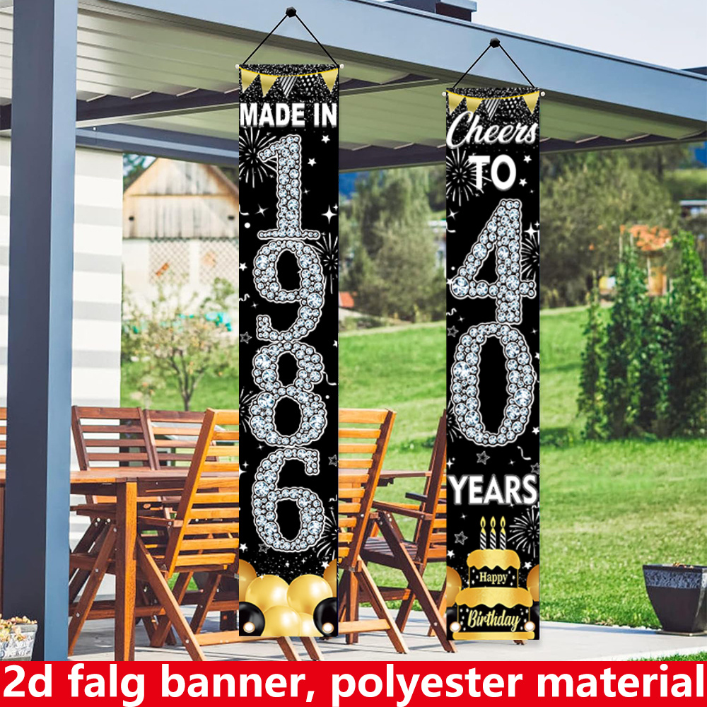 2Pcs 2D Flat 40th Birthday Ban – обзор и цена Party Banner Gold