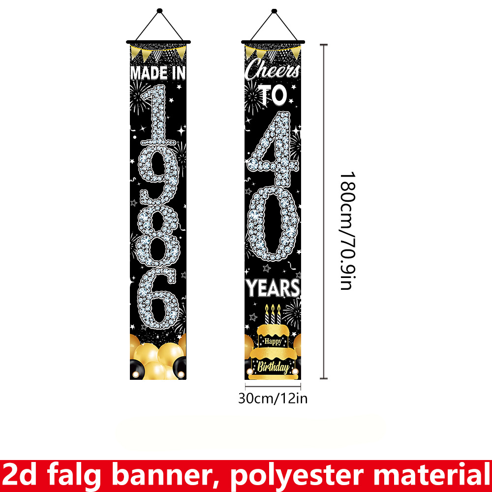 2Pcs 2D Flat 40th Birthday Ban – обзор и цена Party Banner Gold