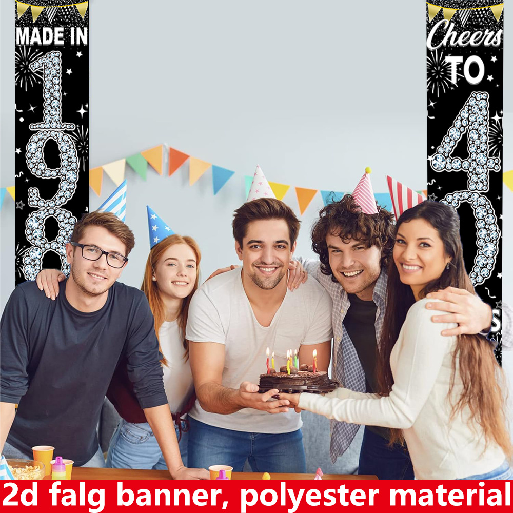 2Pcs 2D Flat 40th Birthday Ban – обзор и цена Party Banner Gold