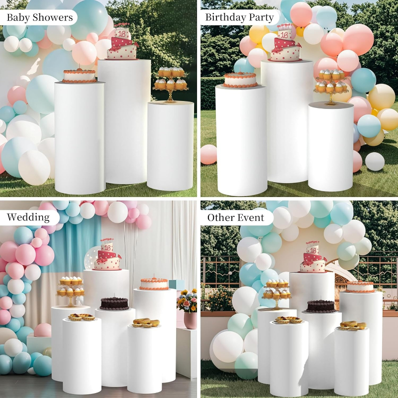 White Wedding Party Cylinder S – обзор и цена Dessert Table Backdrop