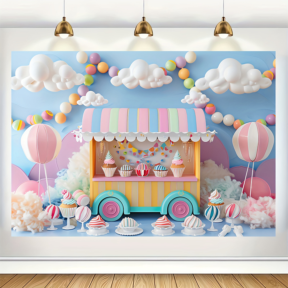Sweet Ice Cream Theme Backdrop – обзор и цена Dessert Table Backdrop