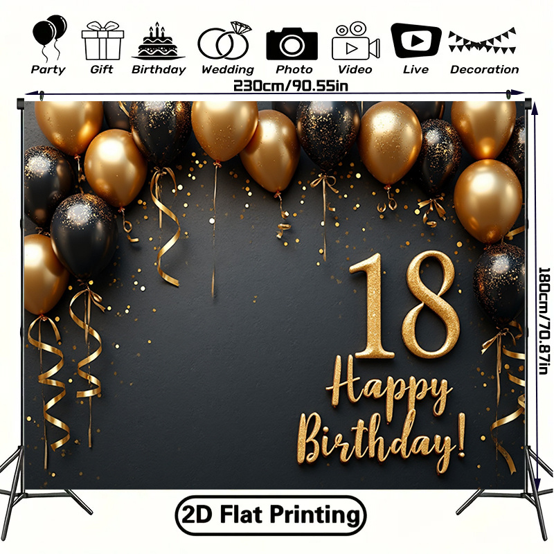 2D 1Pc Black & Gold Balloons B – обзор и цена Party Banner Gold