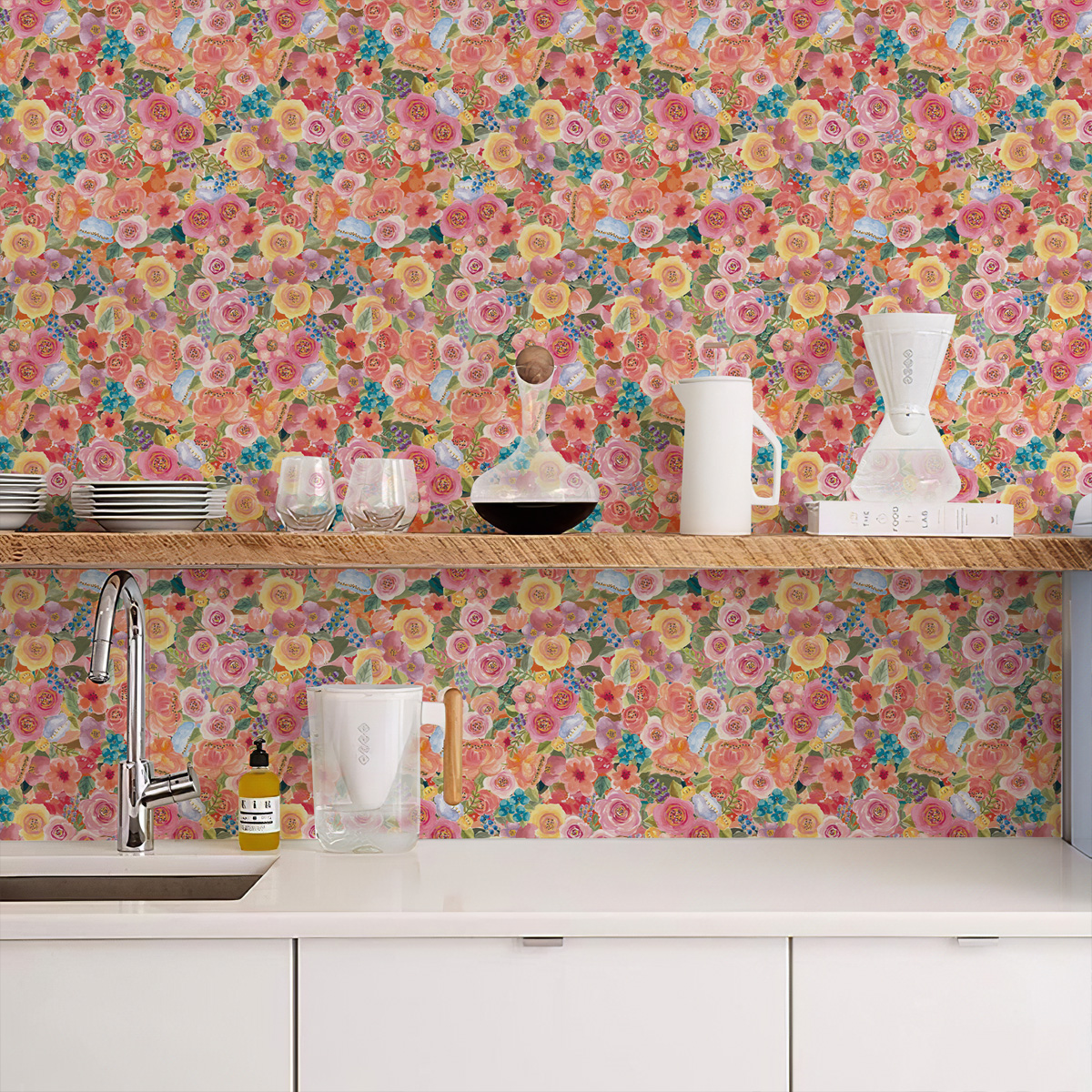 Cute Cat Floral Wallpaper Self – обзор и цена Paper Straw Color