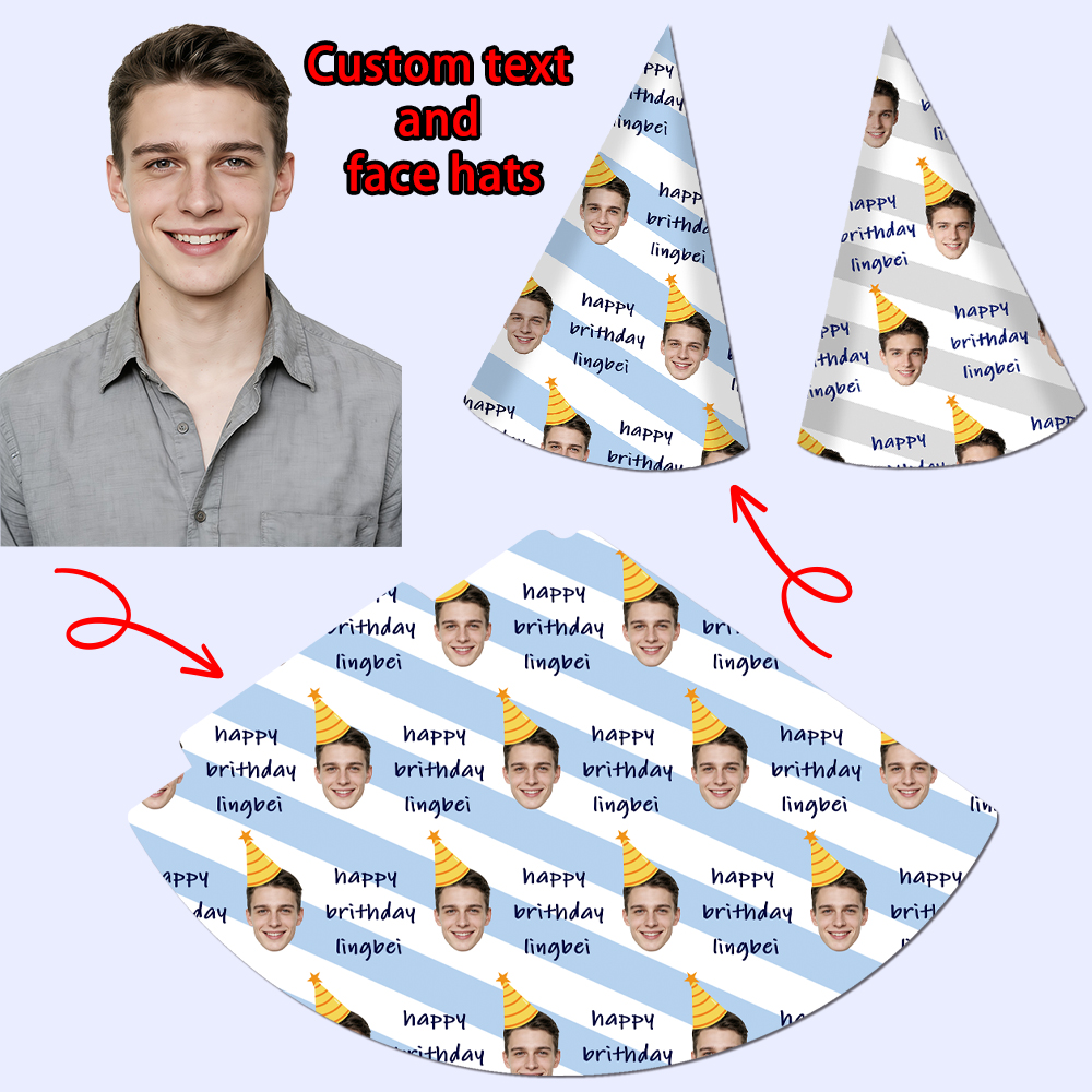 8pcs Custom Text and Photo Fac – обзор и цена Party Hat Cone