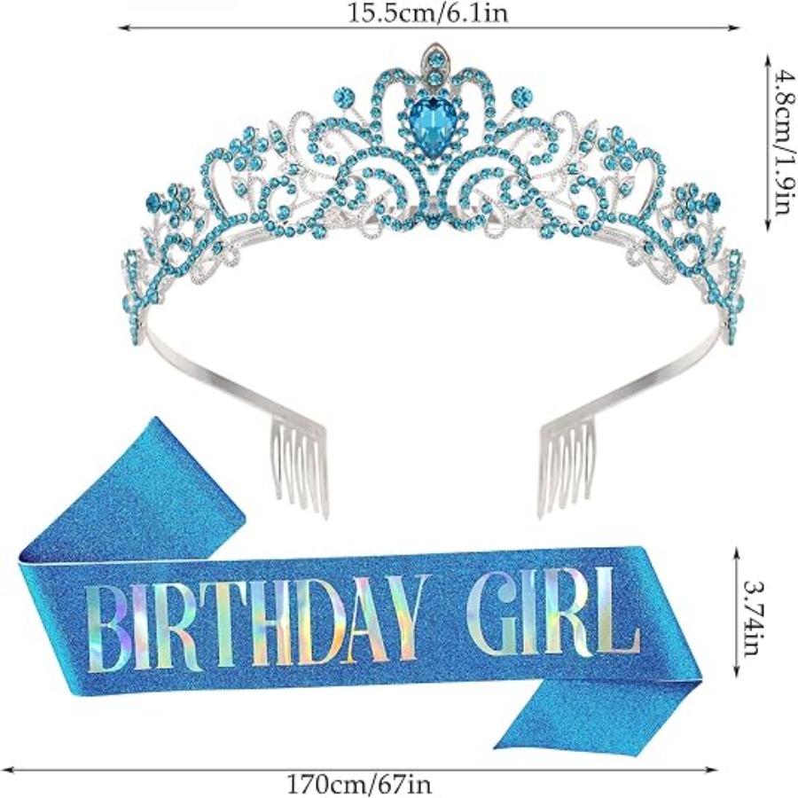 2Pcs Set Rhinestone Crystal Cr – обзор и цена Birthday Sash Glitter