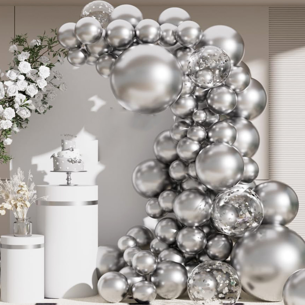68Pcs Metallic Silver Balloons – обзор и цена Balloon Arch Kit