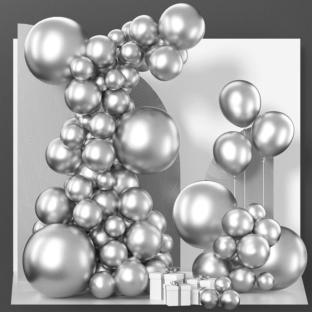 68Pcs Metallic Silver Balloons – обзор и цена Balloon Arch Kit