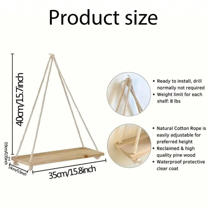 1PC Wooden Swing Hanging Hemp  – обзор и цена Flower Wall Panel