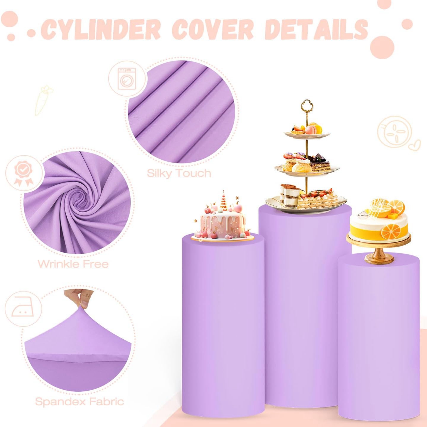 Yeele Purple Cylinder Stand Co – обзор и цена Dessert Table Backdrop