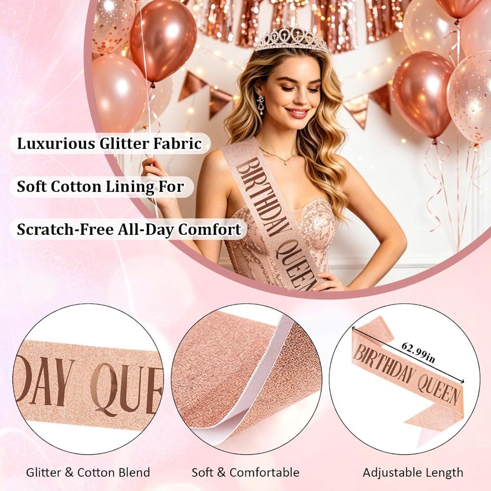 Rose Gold Birthday Queen Sash  – обзор и цена Birthday Sash Glitter