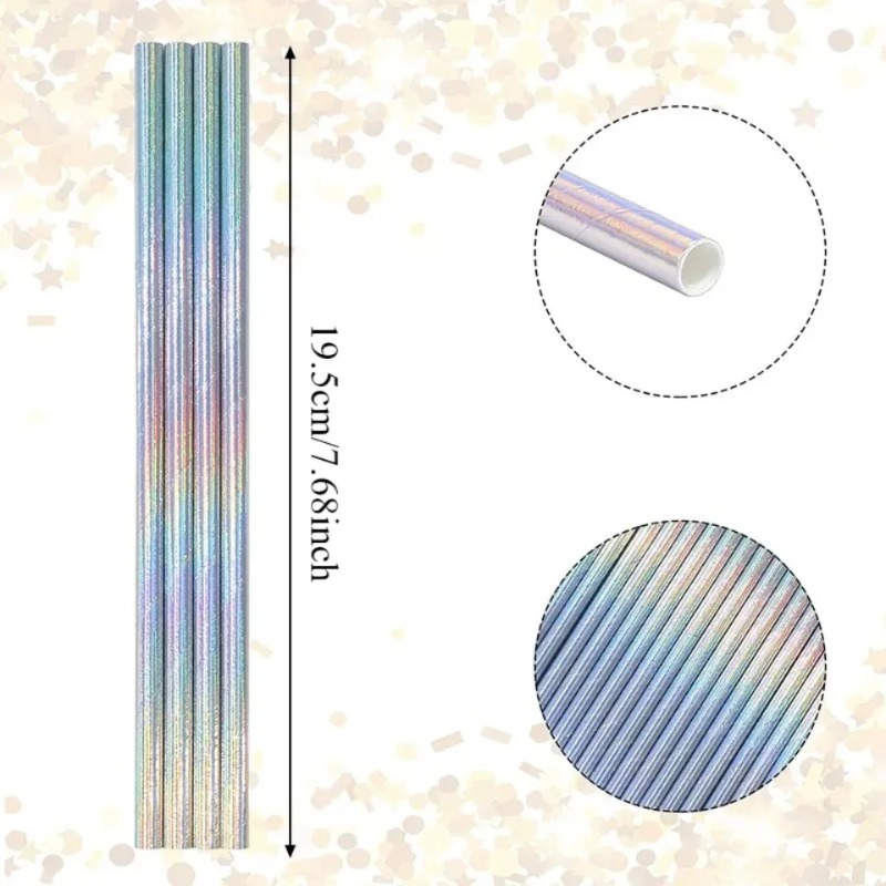 25/50/100PCS Silver Laser Pape – обзор и цена Paper Straw Color