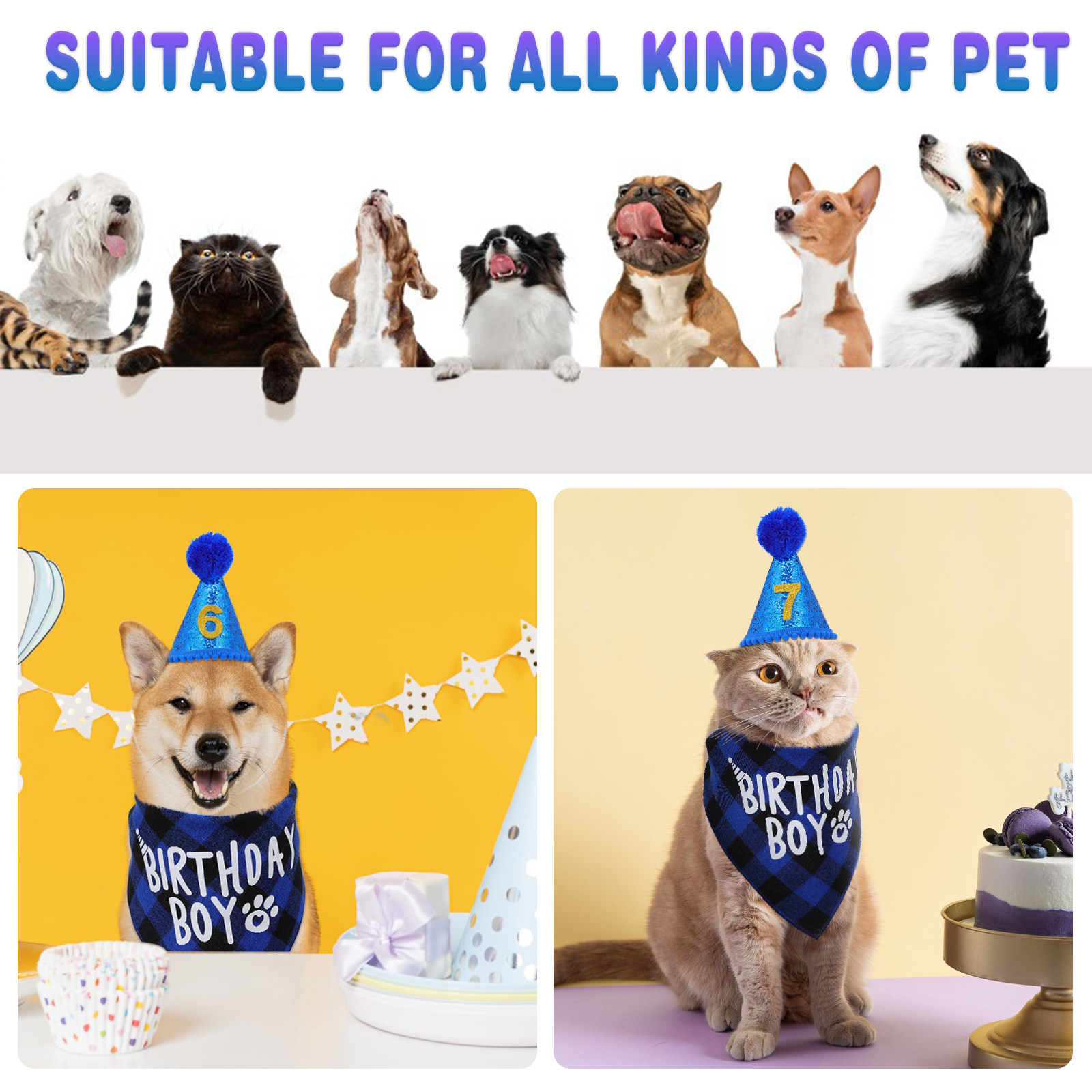 1Set Dog Birthday Bandana Set  – обзор и цена Party Hat Cone
