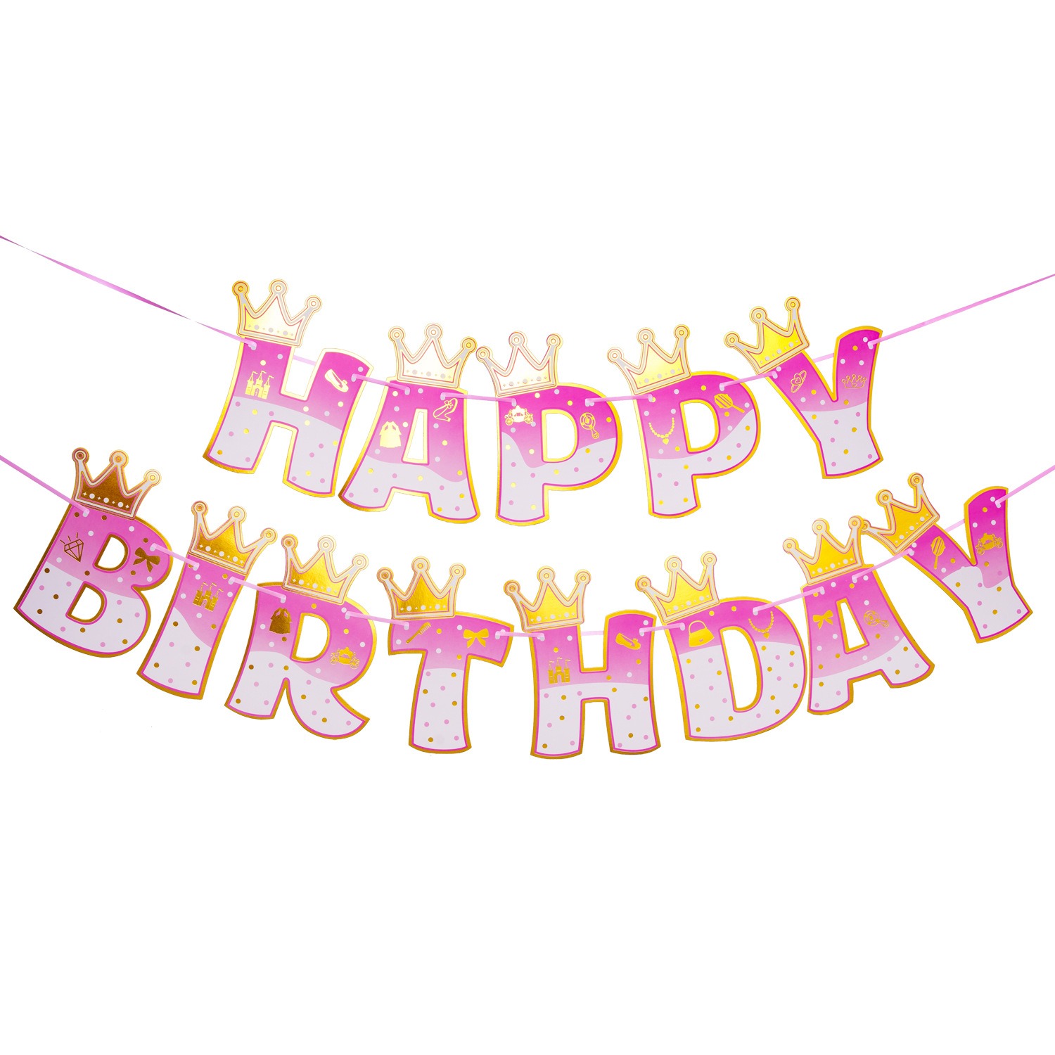Pink Stamping Gold Crown Theme – обзор и цена Party Banner Gold