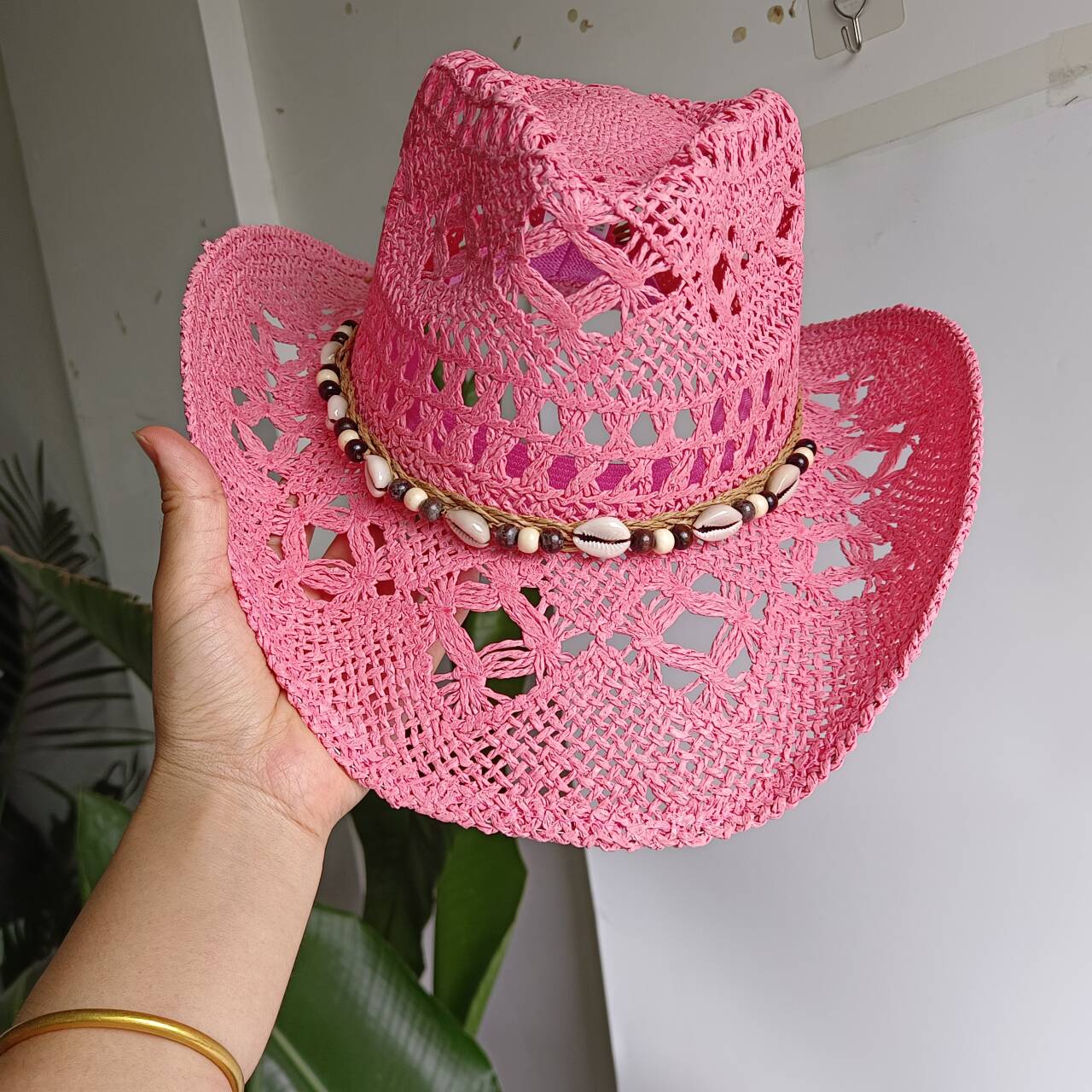Pink Cowboy straw hat  hollow  – обзор и цена Paper Straw Color