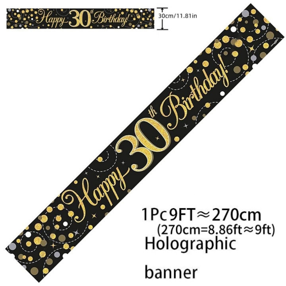 Black Gold Holographic Birthda – обзор и цена Party Banner Gold